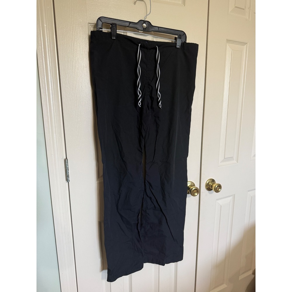 Blue Sky Scrubs Black Drawstring Medical Pants XXS‎ Contrast Stitch Made in USA